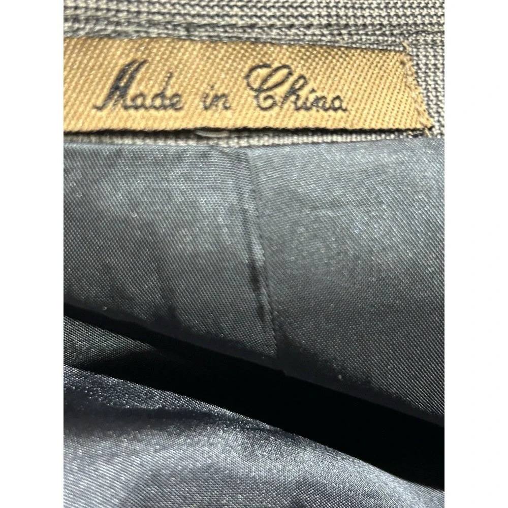 Vintage J. Riggings Mens 42R Double Breasted Blazer Grey Plaid 100% Wool Suit
